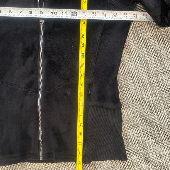 ATHLETA Cloud Fleece Full Zip Hi Neck Pockets Jacket Black S Comfort Athleisure - Picture 6 of 6